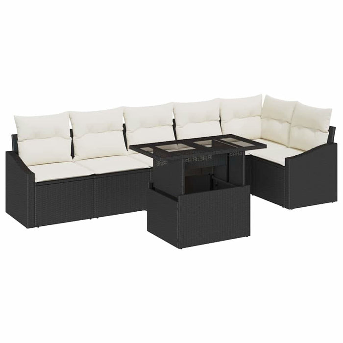 Set de canapele pentru grădină cu pernă 7 pcs Negru, Crem - WALTI WALTI