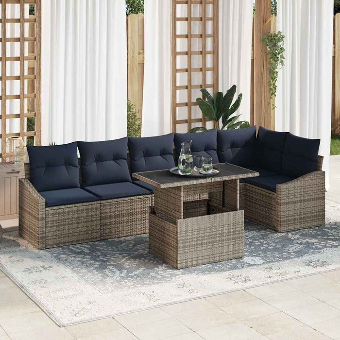Set de canapele pentru grădină cu pernă 7 pcs Gri și bleumarin - WALTI WALTI