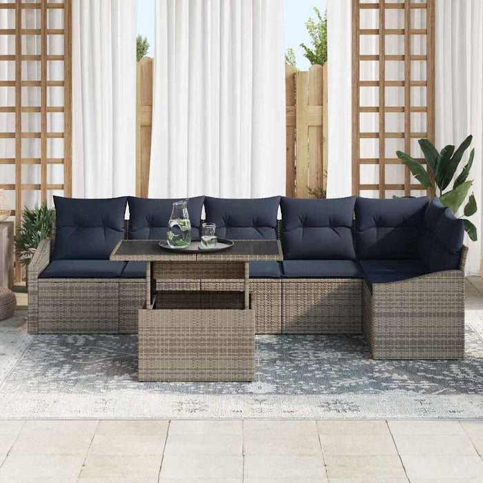 Set de canapele pentru grădină cu pernă 7 pcs Gri și bleumarin - WALTI WALTI