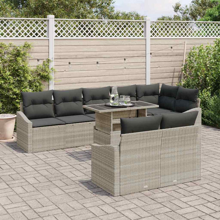 Set de canapele pentru grădină 9 pcs Gri Bej 100 x 55 x 73 cm - WALTI WALTI