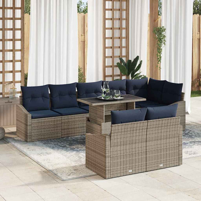 Set de canapele pentru grădină cu pernă 9 pcs Gri și bleumarin - WALTI WALTI