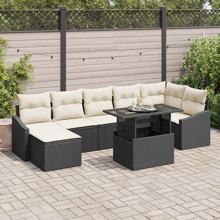 Set de canapele pentru grădină cu pernă 8 pcs Negru, Crem - WALTI WALTI