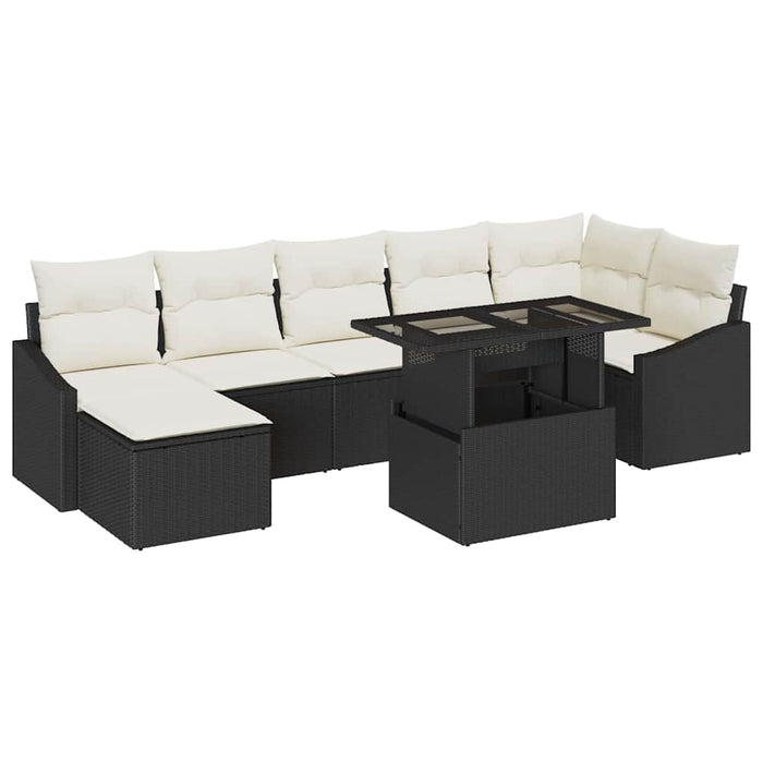 Set de canapele pentru grădină cu pernă 8 pcs Negru, Crem - WALTI WALTI
