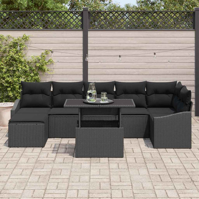 Set de canapele pentru grădină cu pernă 8 pcs Negru - WALTI WALTI