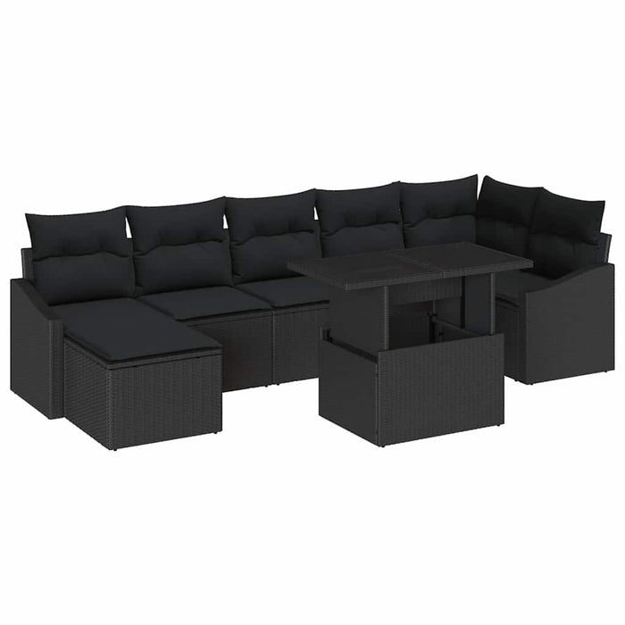 Set de canapele pentru grădină cu pernă 8 pcs Negru - WALTI WALTI