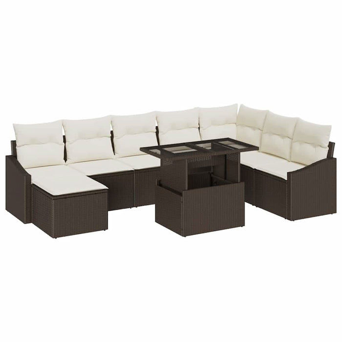 Set de canapele pentru grădină cu pernă 9 pcs Maro, Crem - WALTI WALTI