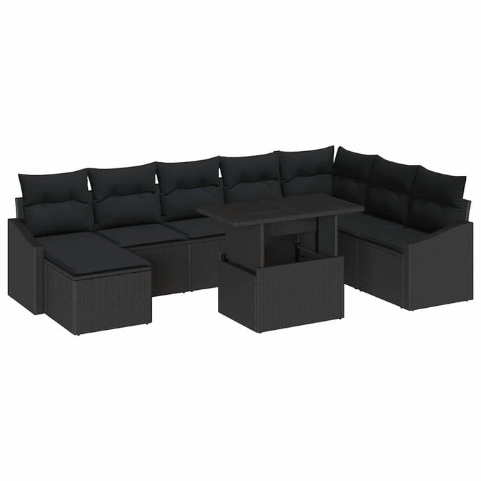 Set de canapele pentru grădină cu pernă 9 pcs Negru - WALTI WALTI