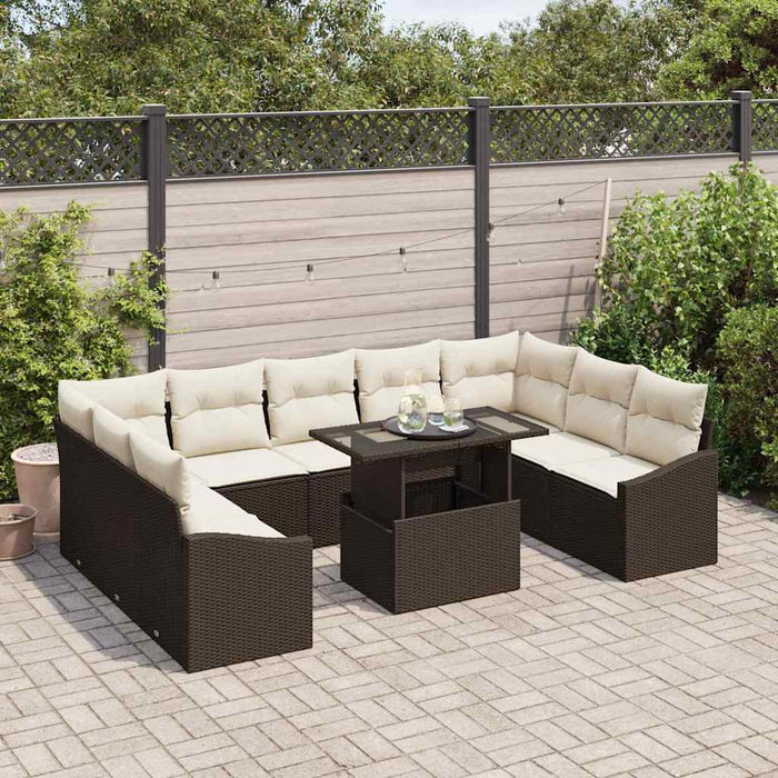 Set de canapele pentru grădină cu pernă 10 pcs Maro, Crem - WALTI WALTI
