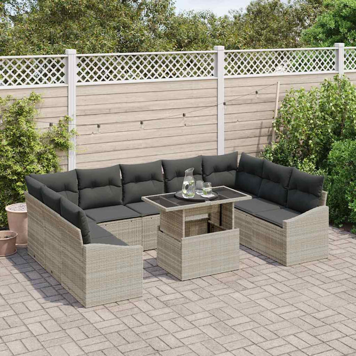 Set de canapele pentru grădină cu pernă 10 pcs Bej, Gri închis - WALTI WALTI