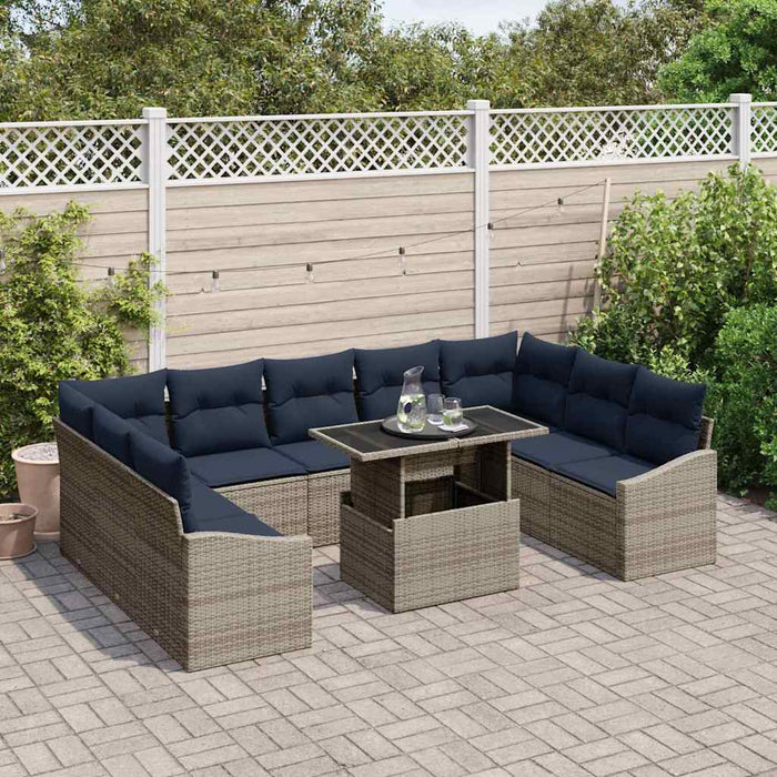 Set de canapele pentru grădină cu pernă 10 pcs Gri și bleumarin - WALTI WALTI