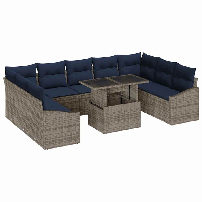 Set de canapele pentru grădină cu pernă 10 pcs Gri și bleumarin - WALTI WALTI