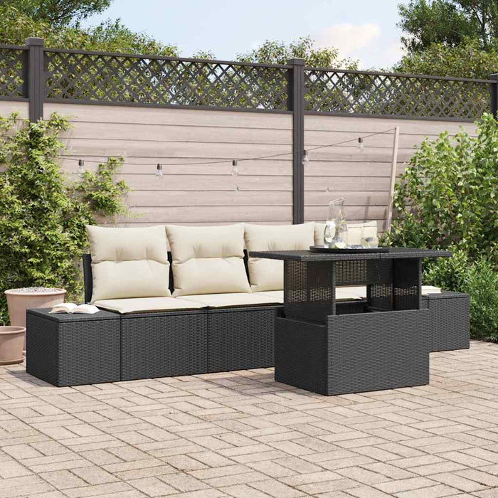 Set de canapele pentru grădină cu pernă 5 pcs Negru, Crem - WALTI WALTI