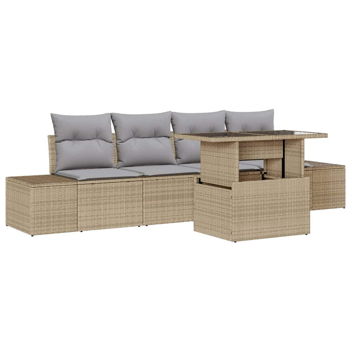 Set de canapele pentru grădină cu pernă 5 pcs Bej, Gri deschis - WALTI WALTI