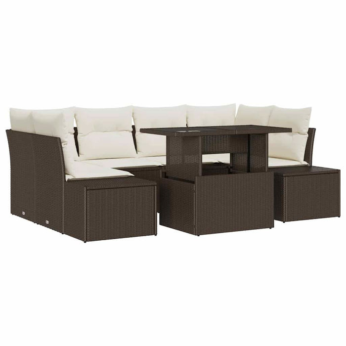 Set de canapele pentru grădină cu pernă 7 pcs Maro, Crem - WALTI WALTI