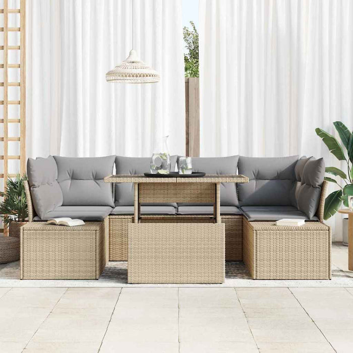 Set de canapele pentru grădină cu pernă 7 pcs Bej, Gri deschis - WALTI WALTI