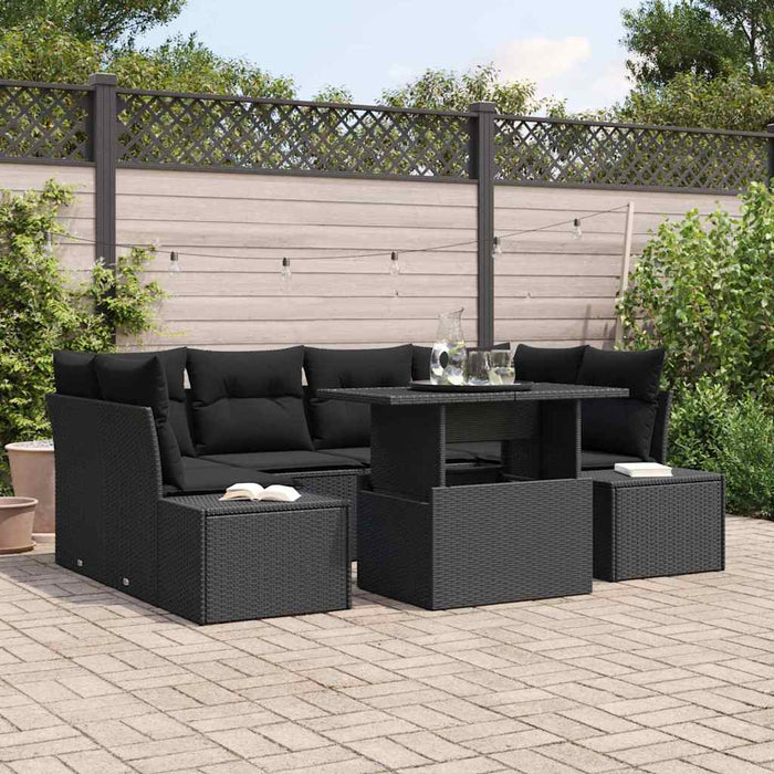 Set de canapele pentru grădină 7 pcs Negru 100 x 55 x 73 cm - WALTI WALTI