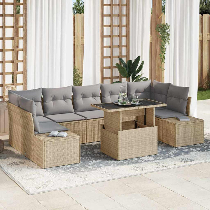 Set de canapele pentru grădină cu pernă 8 pcs Bej, Gri deschis - WALTI WALTI