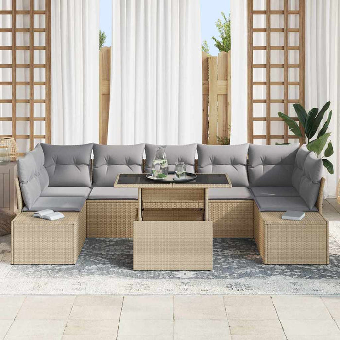 Set de canapele pentru grădină cu pernă 8 pcs Bej, Gri deschis - WALTI WALTI