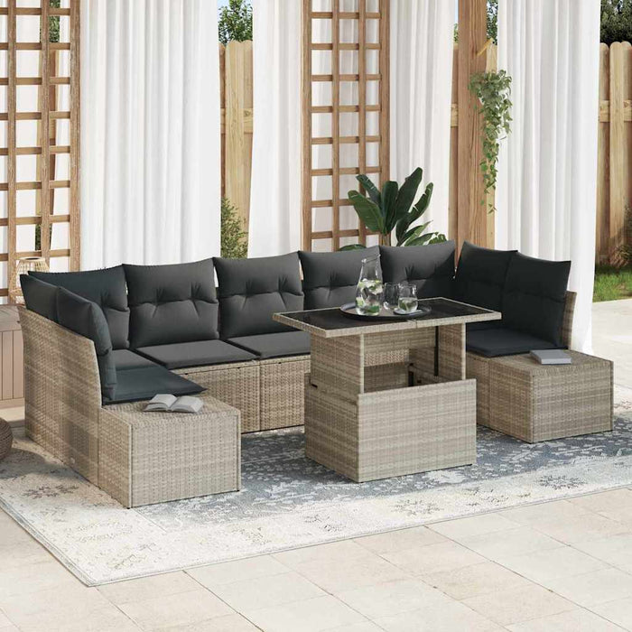 Set de canapele pentru grădină cu pernă 8 pcs Gri și natural - WALTI WALTI