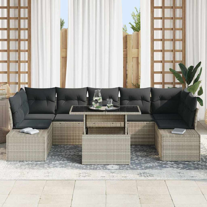 Set de canapele pentru grădină cu pernă 8 pcs Gri și natural - WALTI WALTI