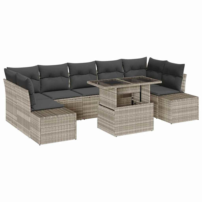 Set de canapele pentru grădină cu pernă 8 pcs Gri și natural - WALTI WALTI