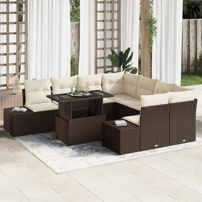 Set de canapele pentru grădină cu pernă 9 pcs Maro, Crem - WALTI WALTI