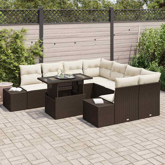 Set de canapele pentru grădină cu pernă 9 pcs Maro, Crem - WALTI WALTI