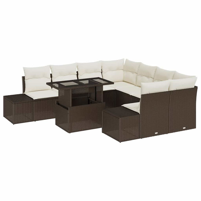 Set de canapele pentru grădină cu pernă 9 pcs Maro, Crem - WALTI WALTI