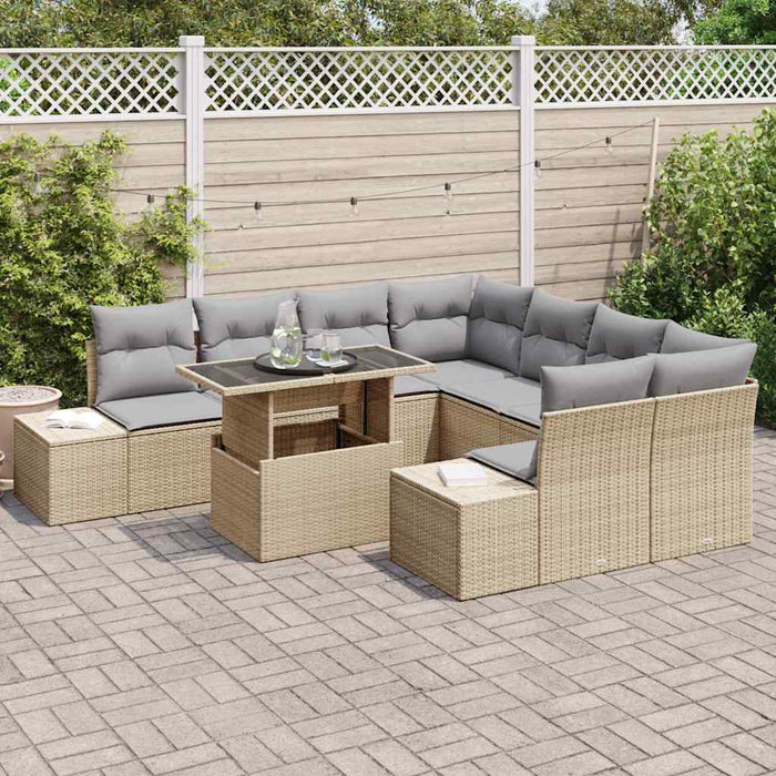 Set de canapele pentru grădină cu pernă 9 pcs Bej, Gri deschis - WALTI WALTI