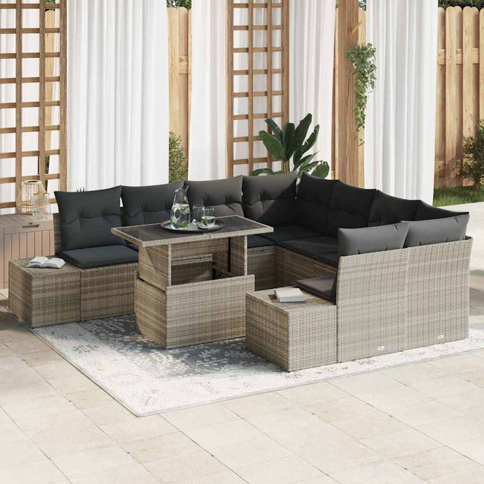 Set de canapele pentru grădină cu pernă 9 pcs Bej, Gri închis - WALTI WALTI