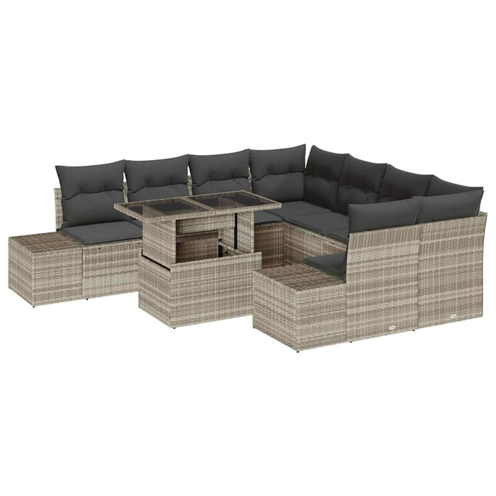 Set de canapele pentru grădină cu pernă 9 pcs Bej, Gri închis - WALTI WALTI