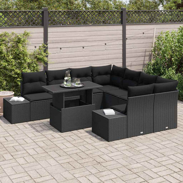 Set de canapele pentru grădină 9 pcs Negru 100 x 55 x 73 cm - WALTI WALTI