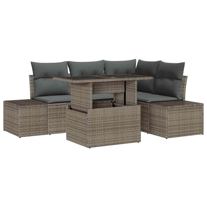 Set de canapele pentru grădină 5 pcs Gri Rattan poli - WALTI WALTI