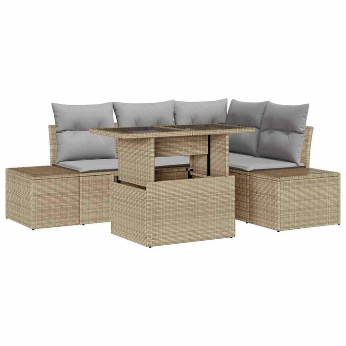 Set de canapele pentru grădină cu pernă 5 pcs Bej poliratan - WALTI WALTI