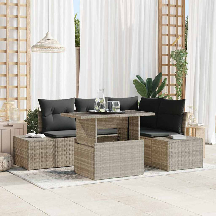 Set de canapele pentru grădină 5 pcs Gri deschis Rattan poli - WALTI WALTI