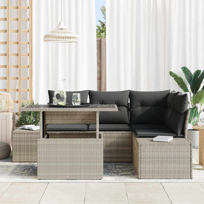 Set de canapele pentru grădină 5 pcs Gri deschis Rattan poli - WALTI WALTI