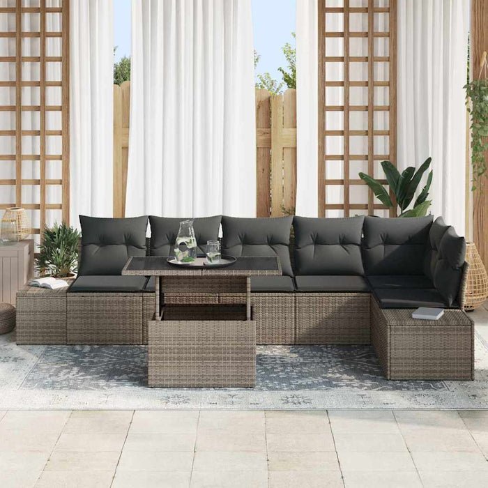 Set de canapele pentru grădină 7 pcs Gri Rattan poli - WALTI WALTI
