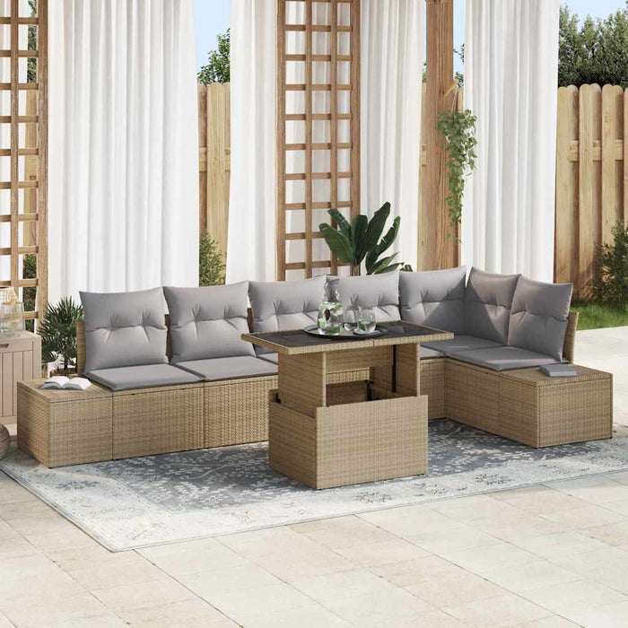Set de canapele pentru grădină 7 pcs Bej Rattan poli - WALTI WALTI