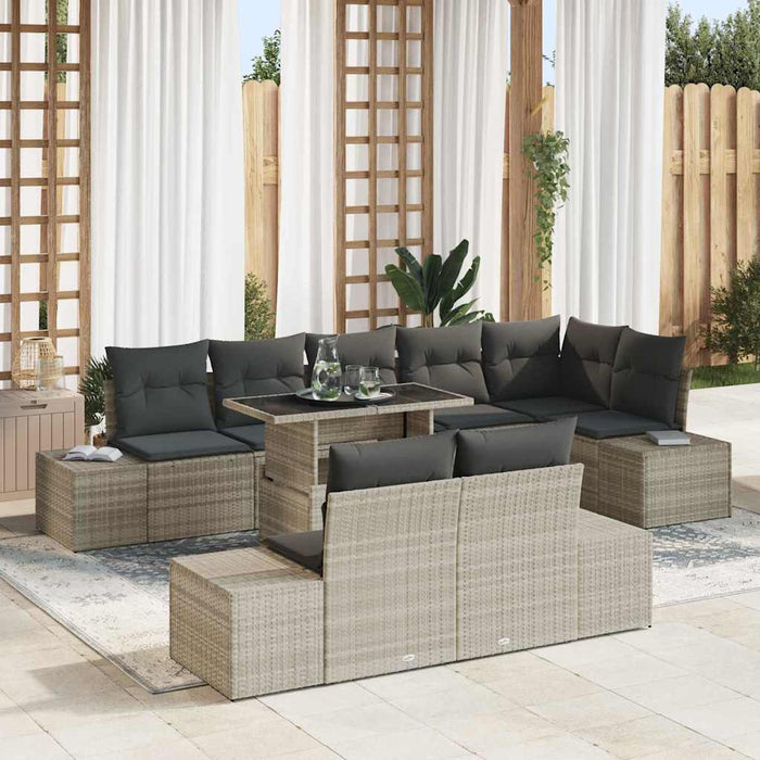 Set de canapele pentru grădină 9 pcs Gri deschis Rattan poli - WALTI WALTI