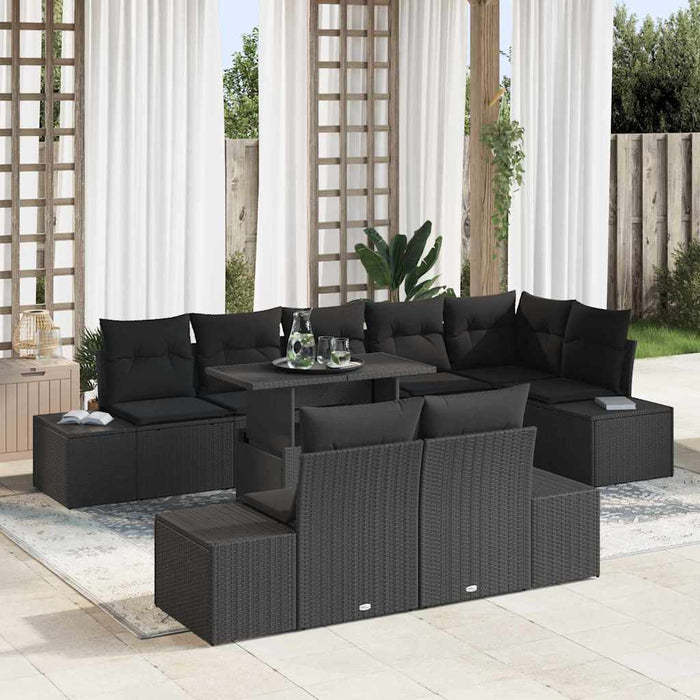 Set de canapele pentru grădină 9 pcs Negru Rattan poli - WALTI WALTI