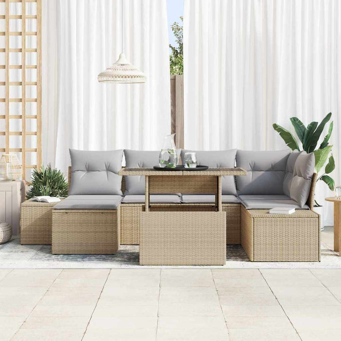 Set de canapele pentru grădină 7 pcs Bej Rattan poli - WALTI WALTI