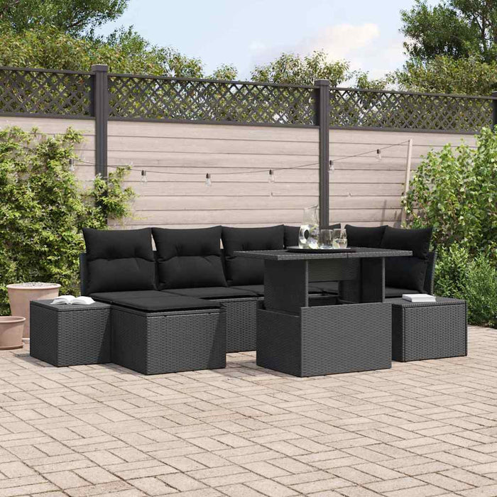Set de canapele pentru grădină 7 pcs Negru Rattan poli - WALTI WALTI