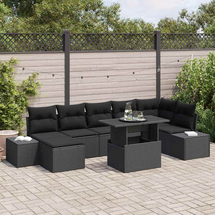 Set de canapele pentru grădină 8 pcs Negru Rattan poli - WALTI WALTI