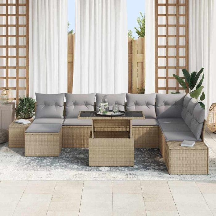 Set de canapele pentru grădină 9 pcs Bej Rattan poli - WALTI WALTI