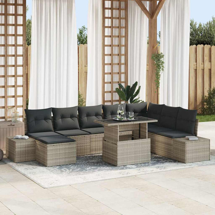 Set de canapele pentru grădină 9 pcs Gri deschis Rattan poli - WALTI WALTI