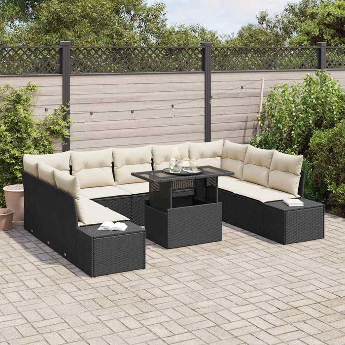 Set de canapele pentru grădină 10 pcs Negru Rattan poli - WALTI WALTI