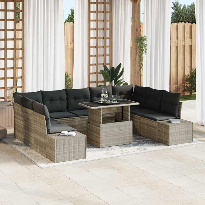Set de canapele pentru grădină 10 pcs Gri deschis Rattan poli - WALTI WALTI