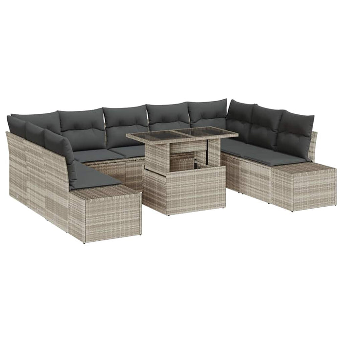 Set de canapele pentru grădină 10 pcs Gri deschis Rattan poli - WALTI WALTI