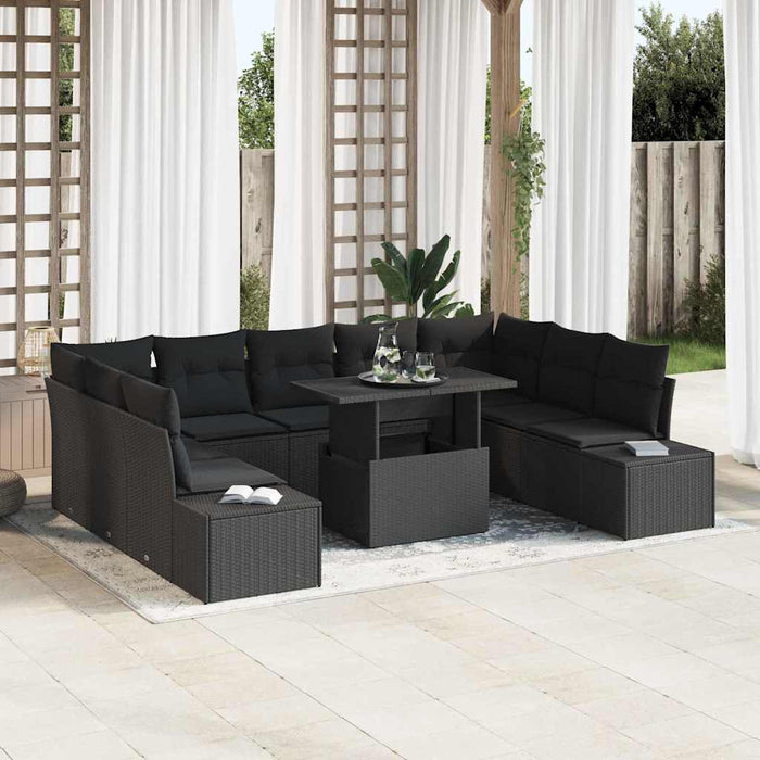 Set de canapele pentru grădină 10 pcs Negru Rattan poli - WALTI WALTI