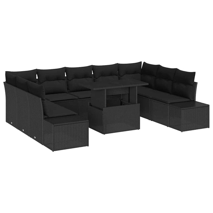 Set de canapele pentru grădină 10 pcs Negru Rattan poli - WALTI WALTI